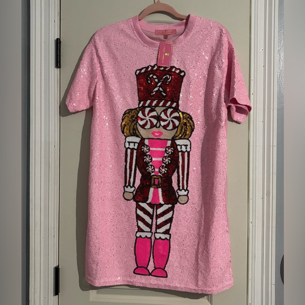Simply Southern Preppy Sequins Pink Nutcracker Dress